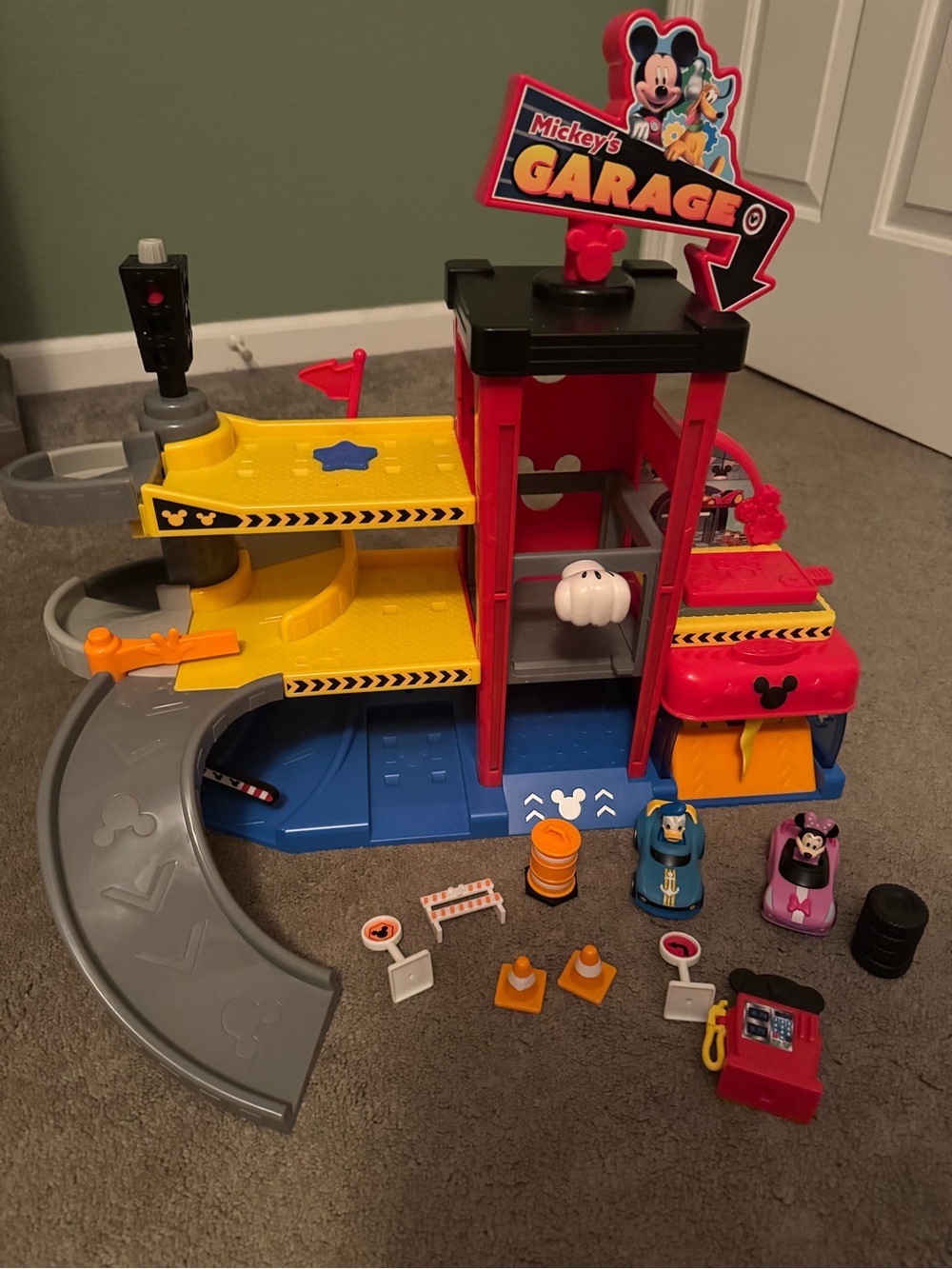 Disney Mickey's Garage Playset - Red, Yellow, Blue
